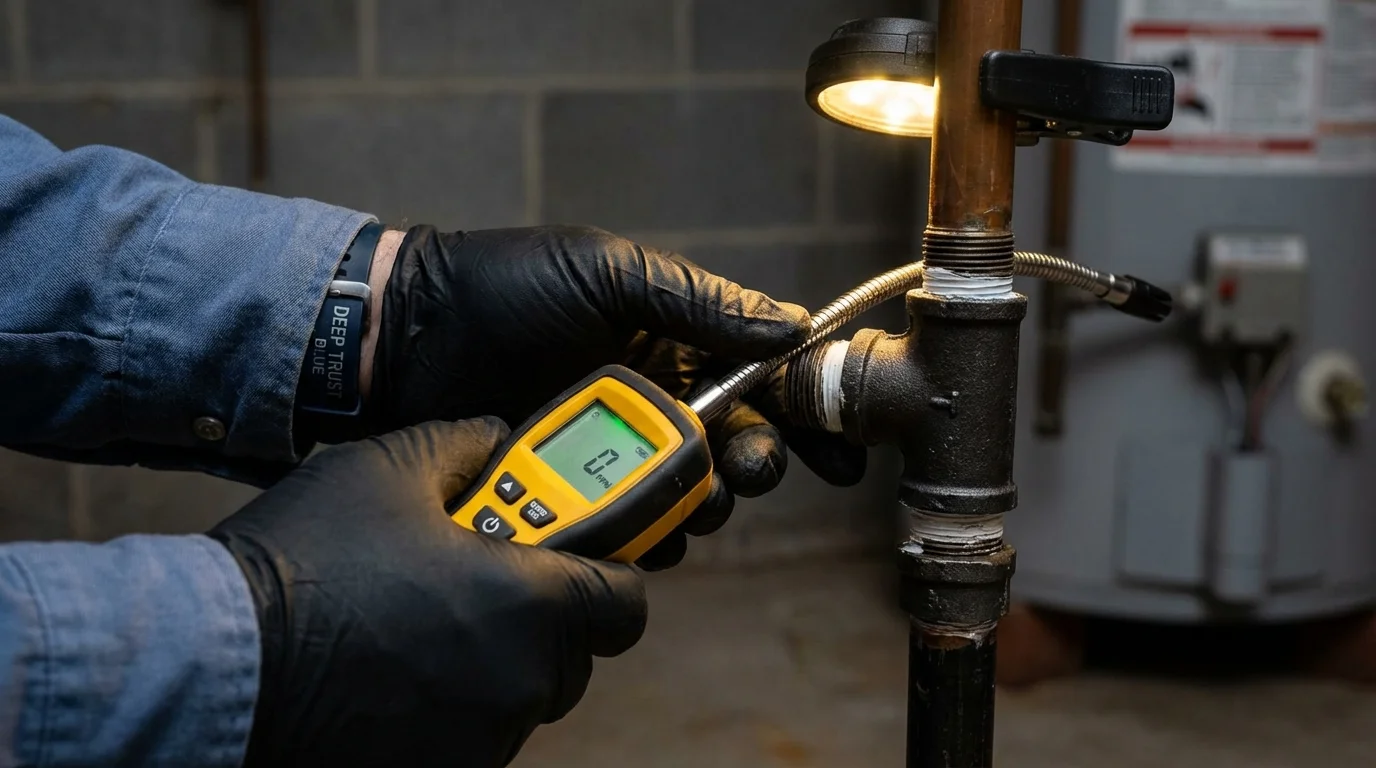 Gas leak detection with electronic sniffer by Johns Plumbing LLC in Wolfe City